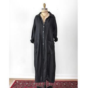 Flax Charcoal Button-Down Maxi Dress